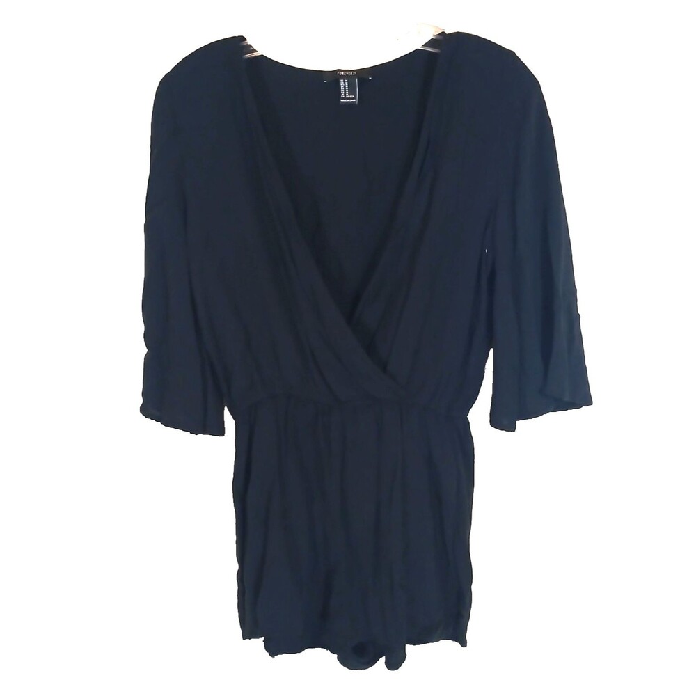 Black Deep V Neck Classy Romper Forever 21 size M